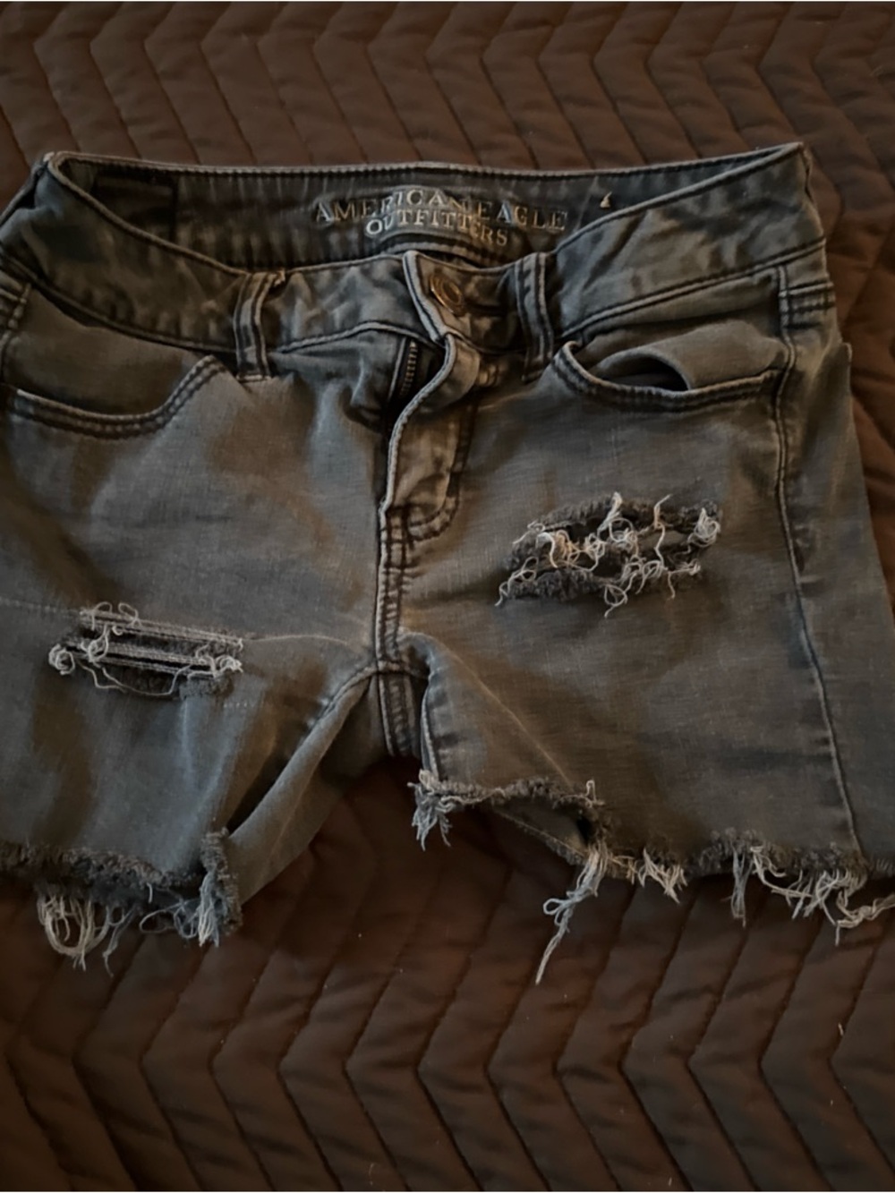 American Eagle Outfitters Gray Distressed Denim Cutoff Shorts